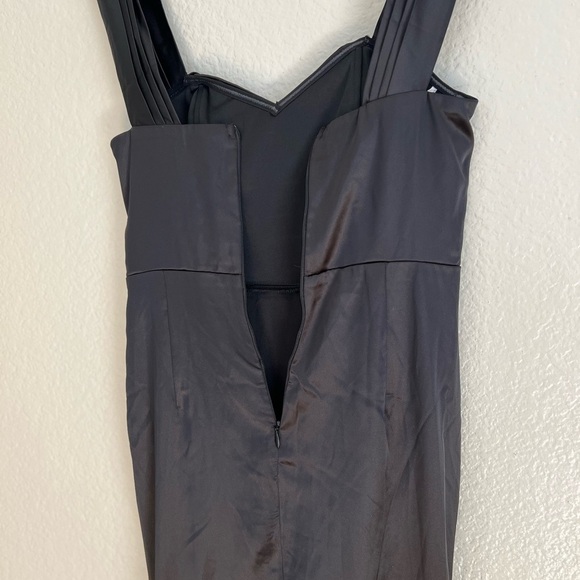 Stunning Arrival Black Satin Off-The-Shoulder Maxi Dress - Picture 9 of 11